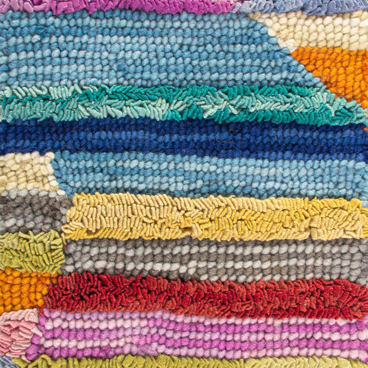 Handmade Tufted Wool Striped Area Rug in Orange/Purple/Blue 8' x 10'