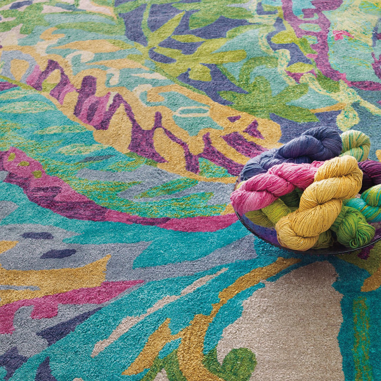 Serene Blue Hand-Tufted Wool and Viscose 5' x 8' Rectangular Rug
