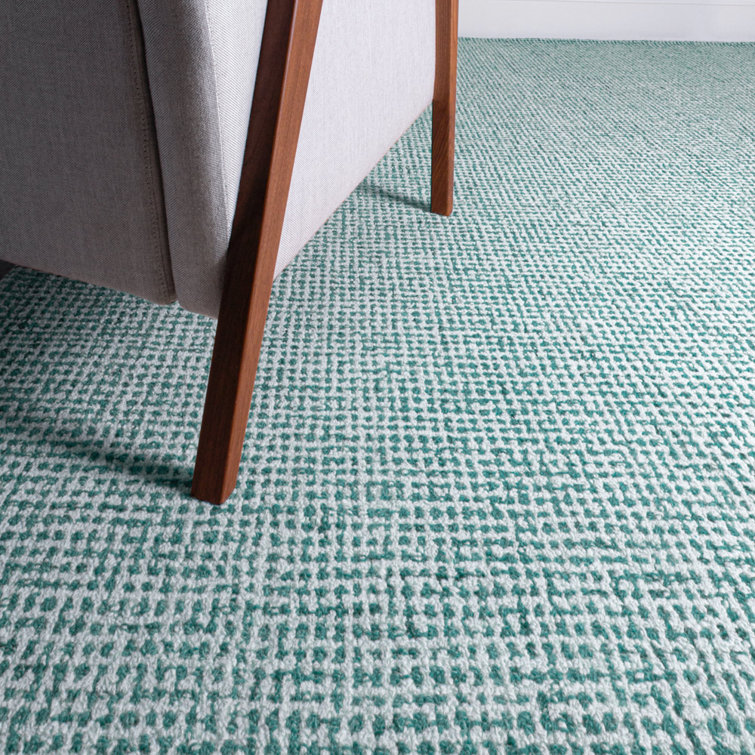Harrison Handmade Tufted Green Wool Rectangular Area Rug 36" x 24"