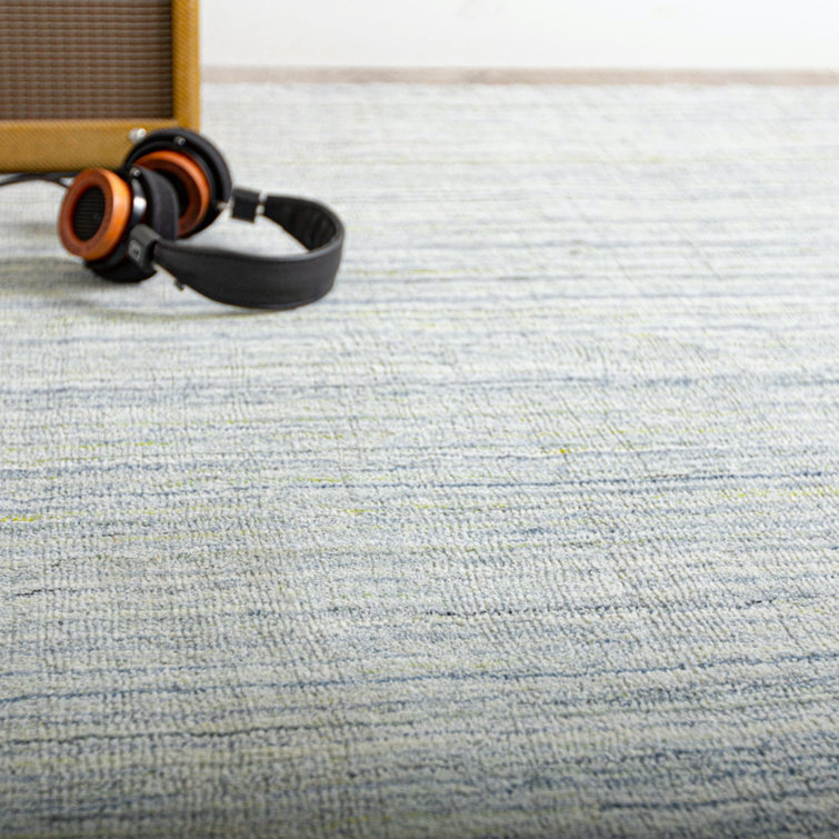 Handmade Blue and Gray Rectangular Area Rug