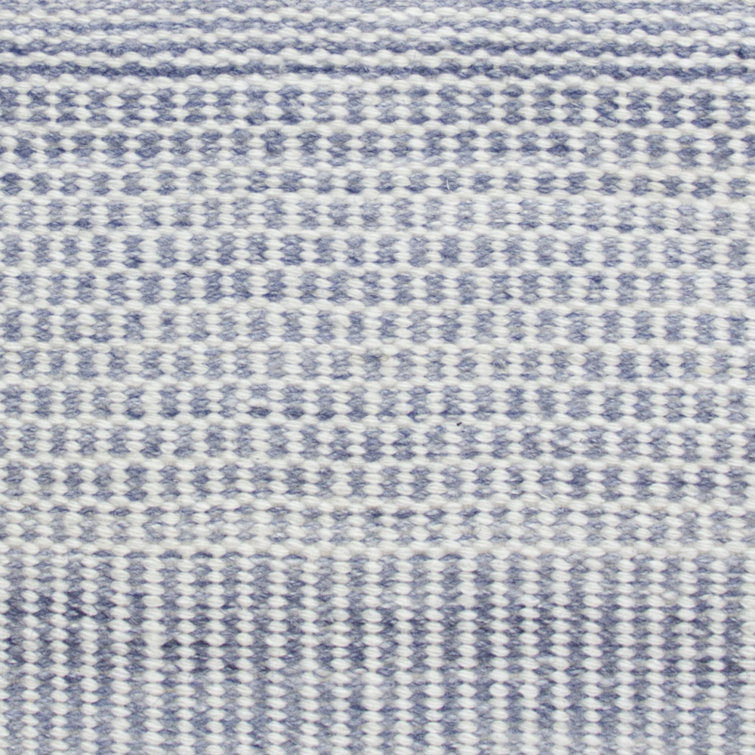 Somner Striped Blue Handwoven 5' x 8' Indoor/Outdoor Rug with Fringe