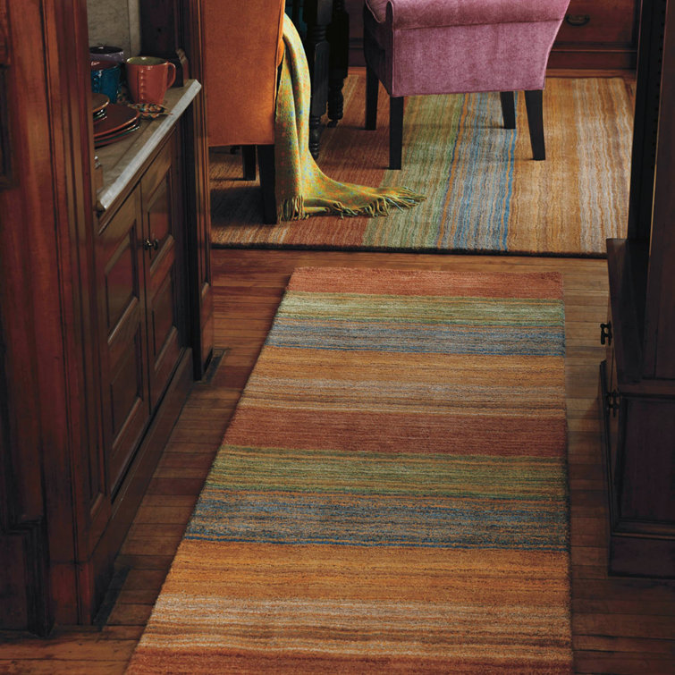 Handwoven Multicolor Stripe Tufted Wool Area Rug 3' x 5'