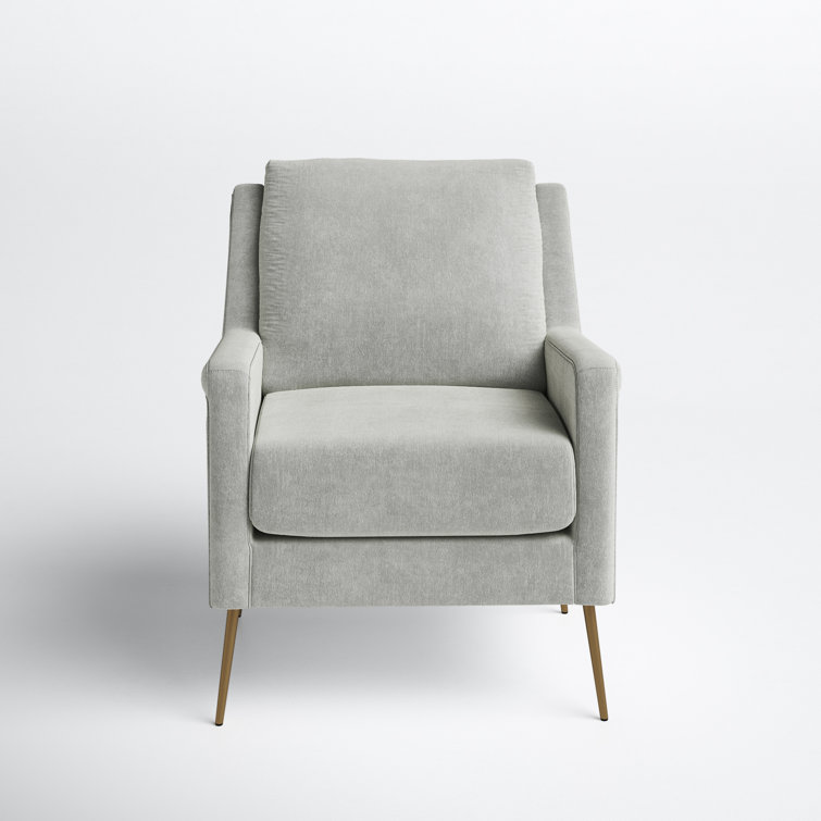 Mid-Century Modern Gray Wood Accent Chair with Gold Legs