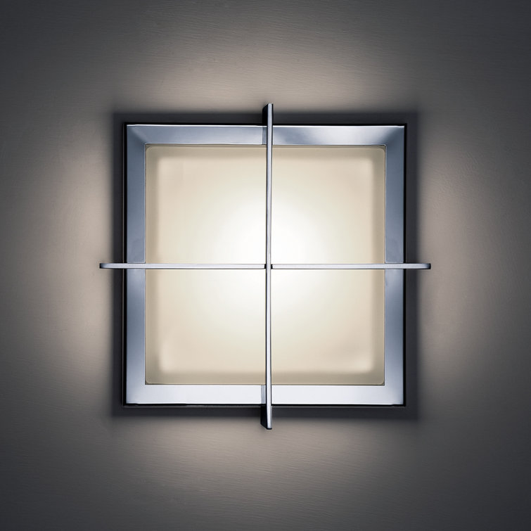Razor 15'' Stainless Steel LED Flush Mount with Opal Etched Glass