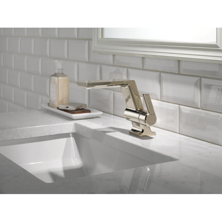 Modern Pivotal Single Hole Nickel Bathroom Faucet with Ceramic Disc