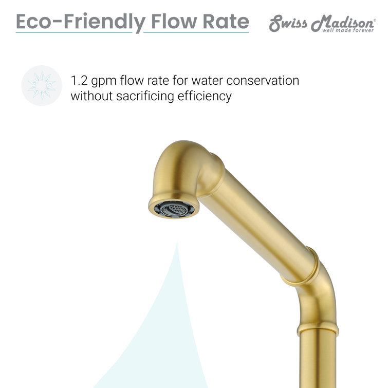 Avallon Brushed Gold 8-inch Widespread Sleek Handle Bathroom Faucet