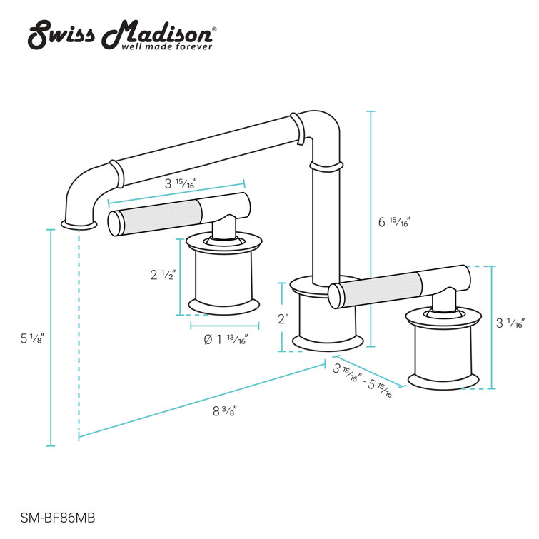 Matte Black Brass Dual Handle Widespread Bathroom Faucet