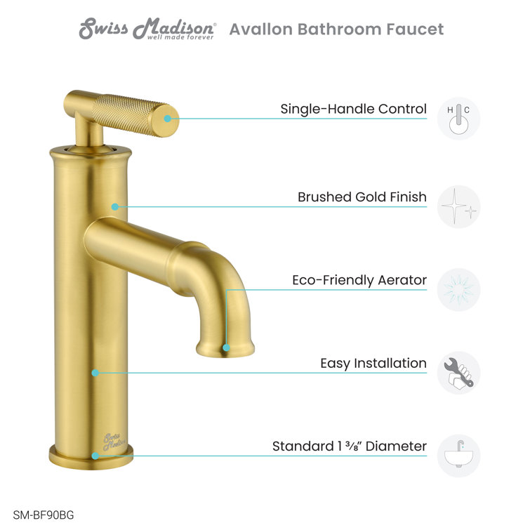 Avallon Brushed Gold Single-Handle Bathroom Faucet