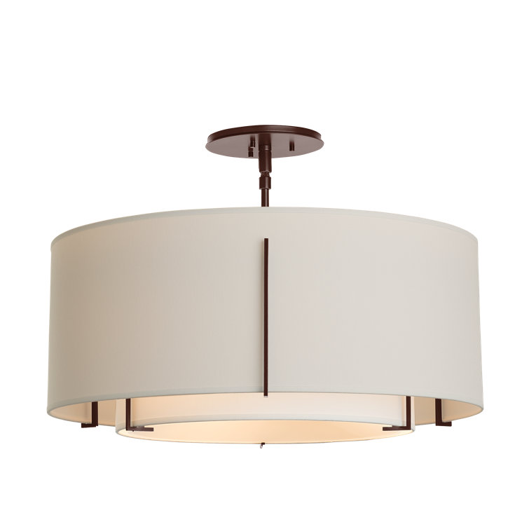 Exos 23'' Black and Flax Iron Drum Semi-Flush Mount