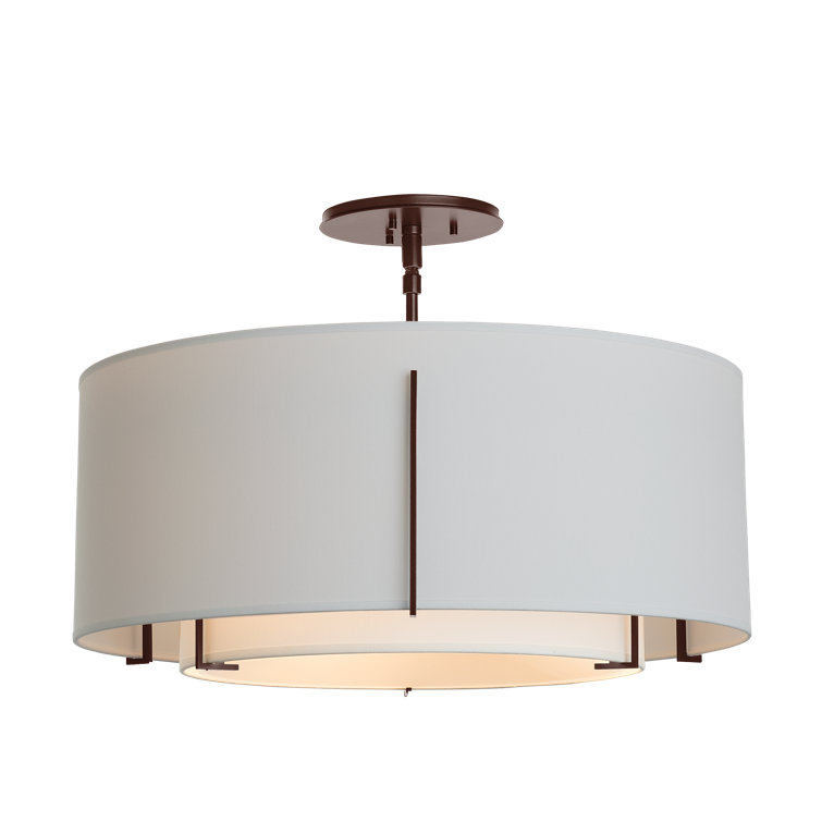 Exos 23'' Black and Flax Iron Drum Semi-Flush Mount