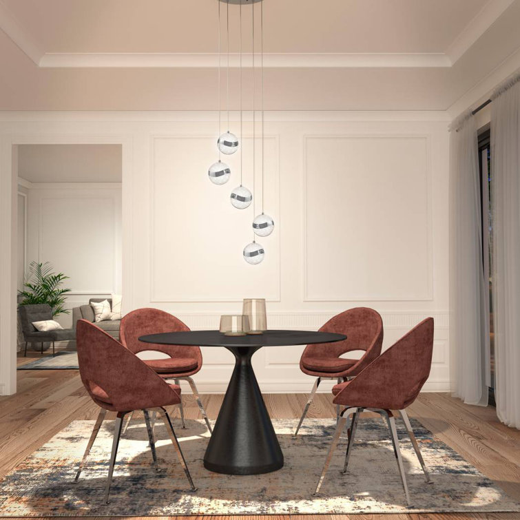 Wavey Chrome and Glass 5-Light LED Pendant, Energy Star Rated