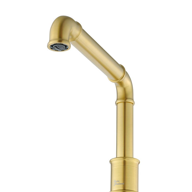 Avallon Brushed Gold 8-inch Widespread Sleek Handle Bathroom Faucet