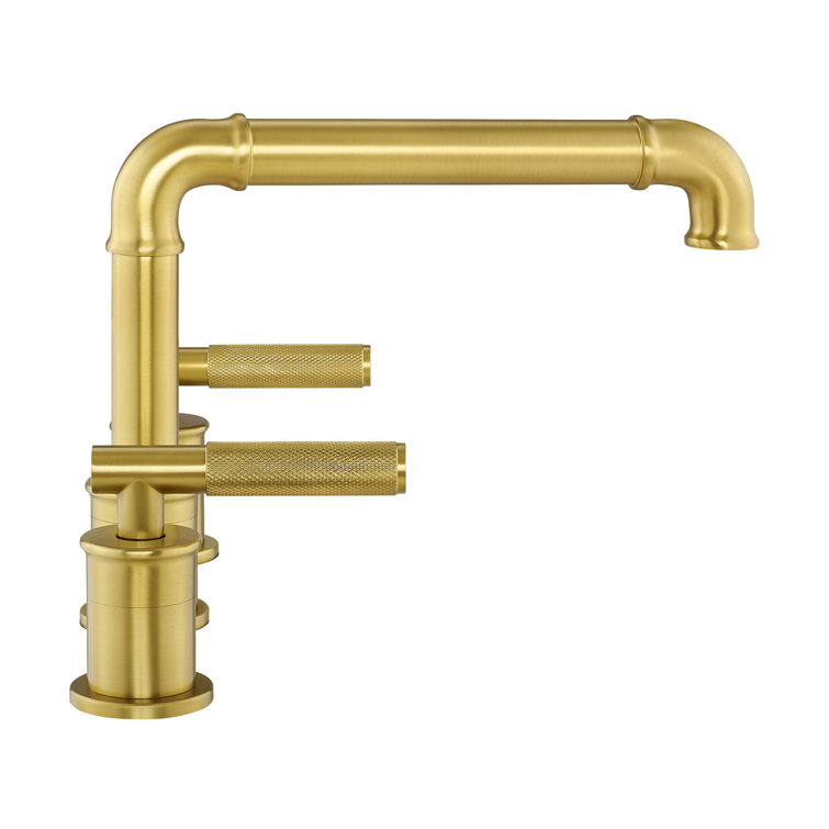 Avallon Brushed Gold 8-inch Widespread Sleek Handle Bathroom Faucet