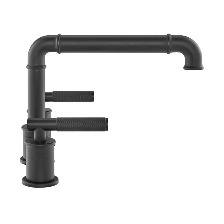Matte Black Brass Dual Handle Widespread Bathroom Faucet