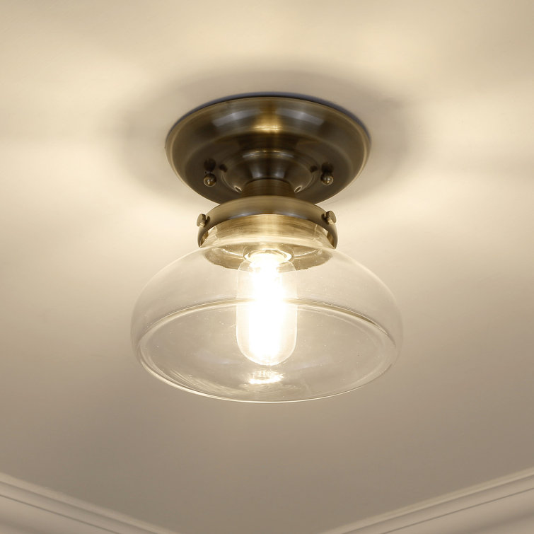 Nash Classic Clear Glass & Aged Brass Semi-Flush Ceiling Light