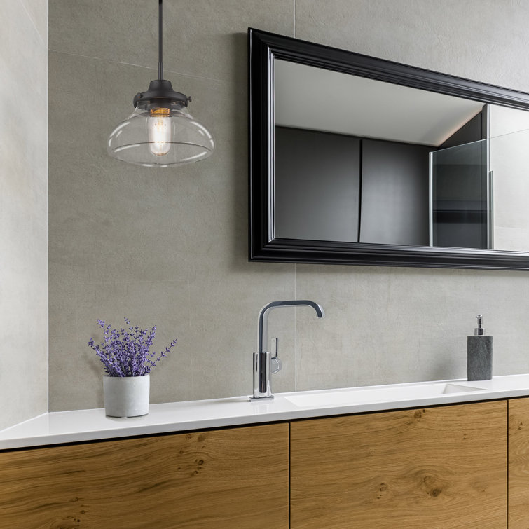 Nash Matte Black and Clear Glass 8" Transitional Pendant Light