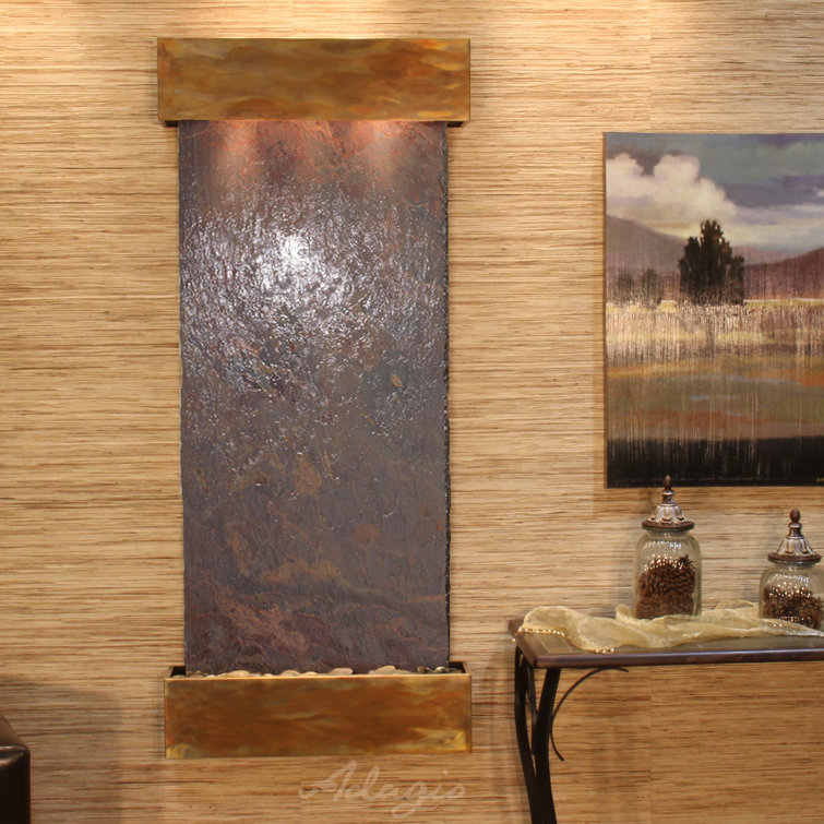 Rajah Natural Slate Wall Fountain with Copper Finish