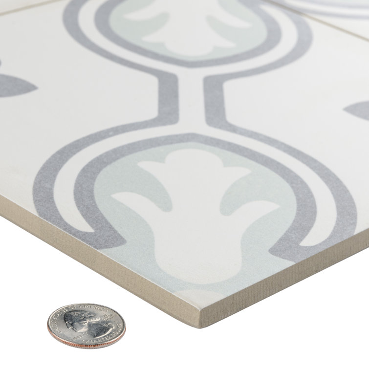 Amberley Mint and Gray Porcelain Floor and Wall Tile, 18" x 18"