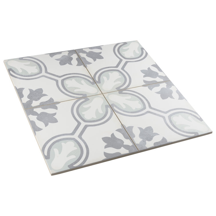 Amberley Mint and Gray Porcelain Floor and Wall Tile, 18" x 18"