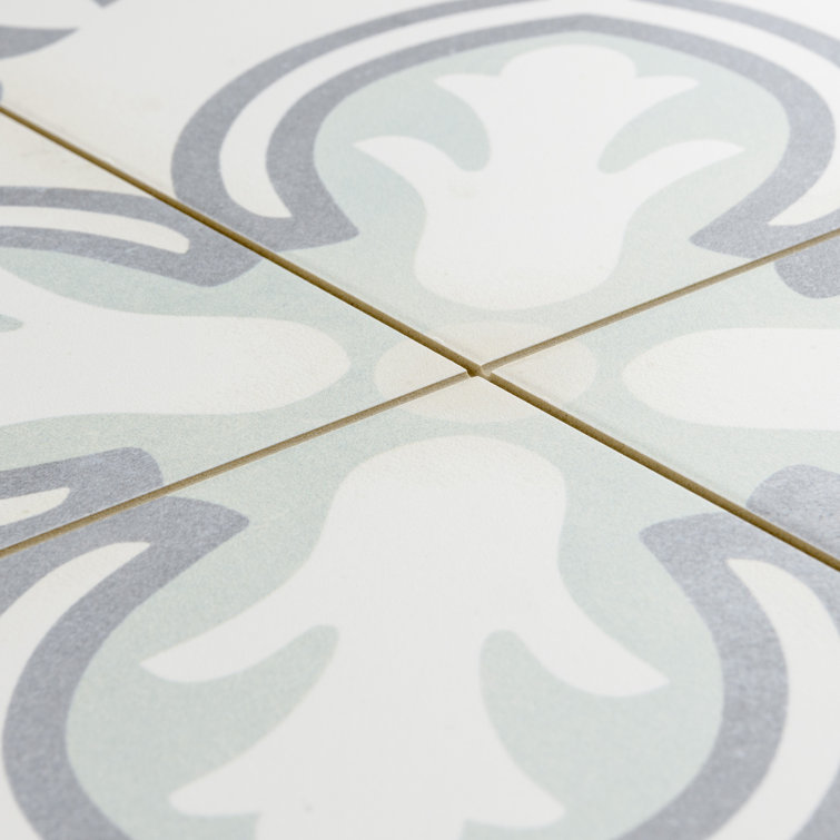 Amberley Mint and Gray Porcelain Floor and Wall Tile, 18" x 18"