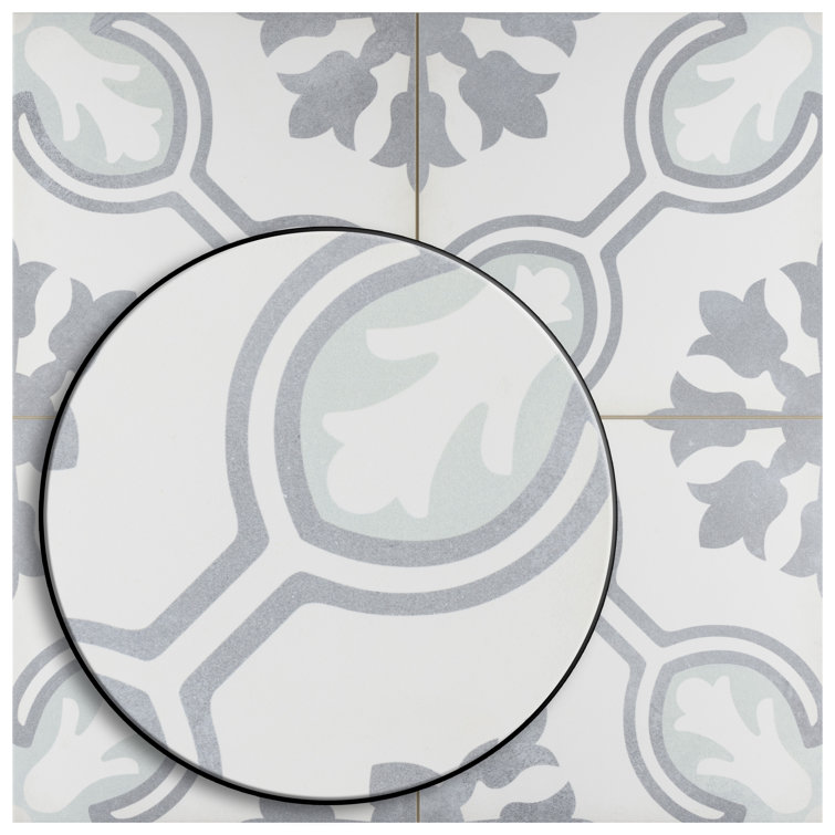 Amberley Mint and Gray Porcelain Floor and Wall Tile, 18" x 18"