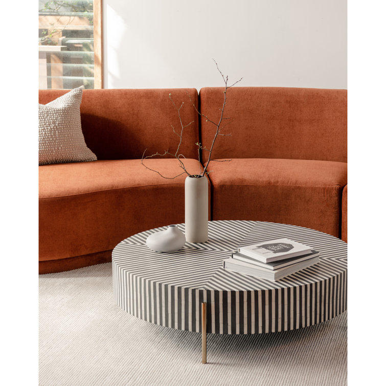 Modern 48" Black and White Metal Round Coffee Table