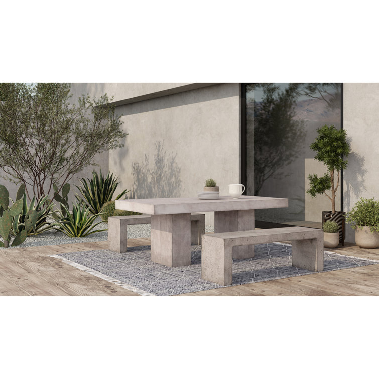 Brinlie Modern 55'' Grey Fiber-Reinforced Cement Outdoor Bench
