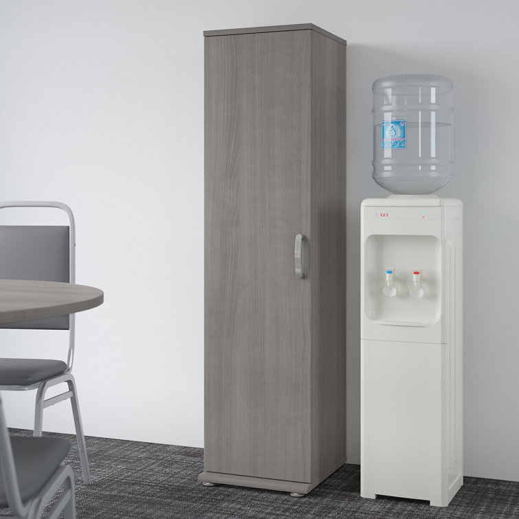 Universal Tall Narrow Platinum Gray Storage Cabinet with Adjustable Shelves
