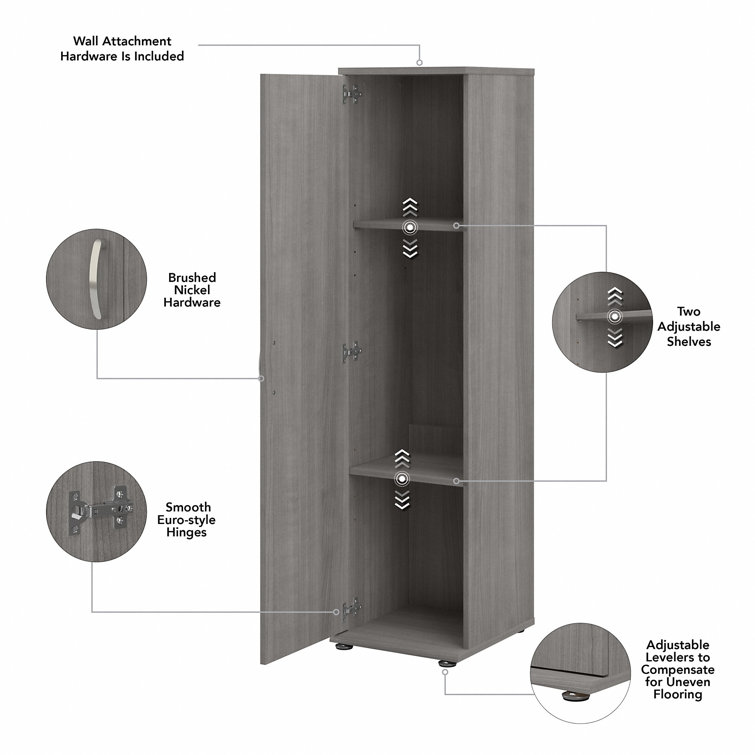 Universal Tall Narrow Platinum Gray Storage Cabinet with Adjustable Shelves