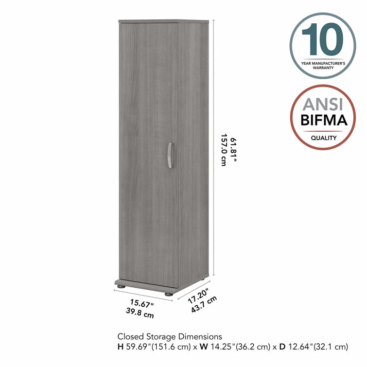 Universal Tall Narrow Platinum Gray Storage Cabinet with Adjustable Shelves