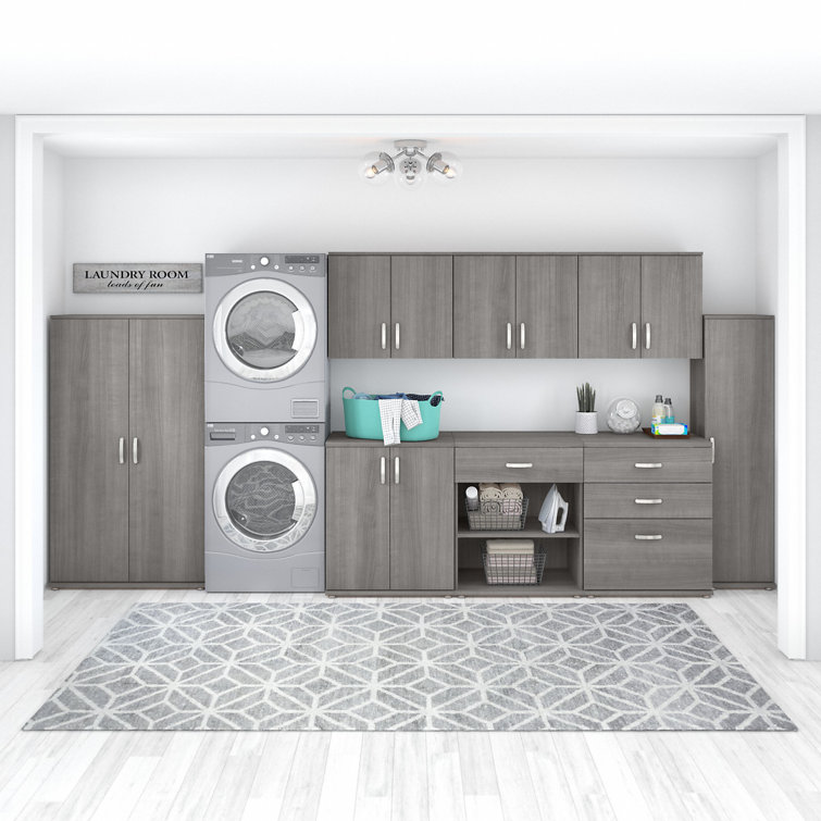 Universal Tall Narrow Platinum Gray Storage Cabinet with Adjustable Shelves
