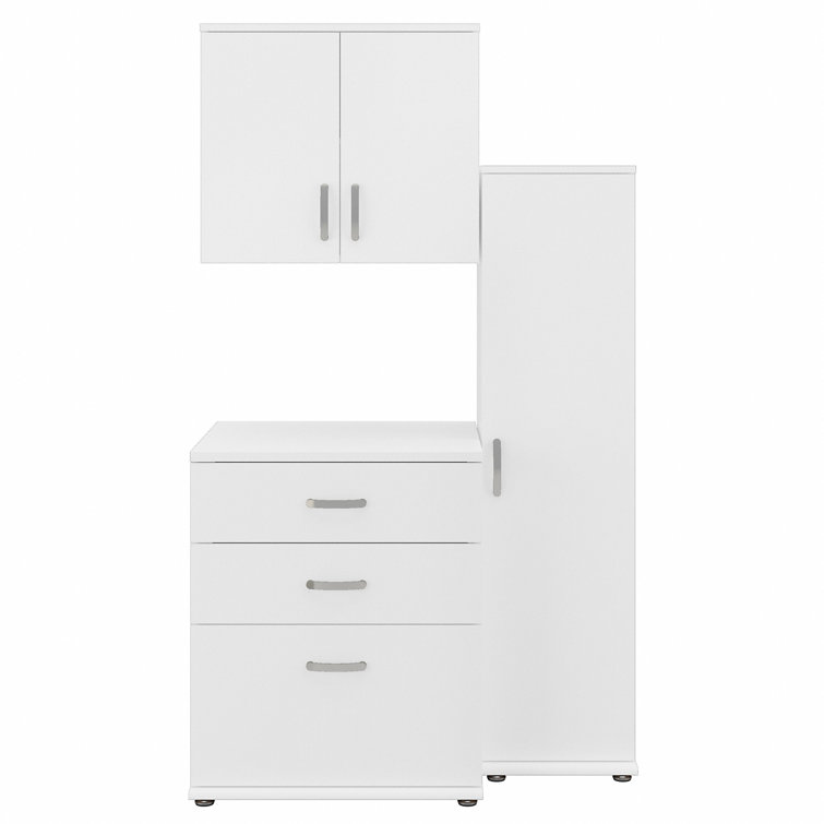 Contemporary White 3-Piece Modular Laundry Storage Set
