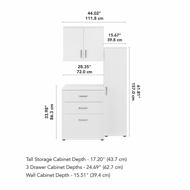 Contemporary White 3-Piece Modular Laundry Storage Set