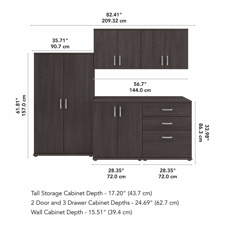 Storm Gray Modular Laundry Room Storage Set with Adjustable Shelving