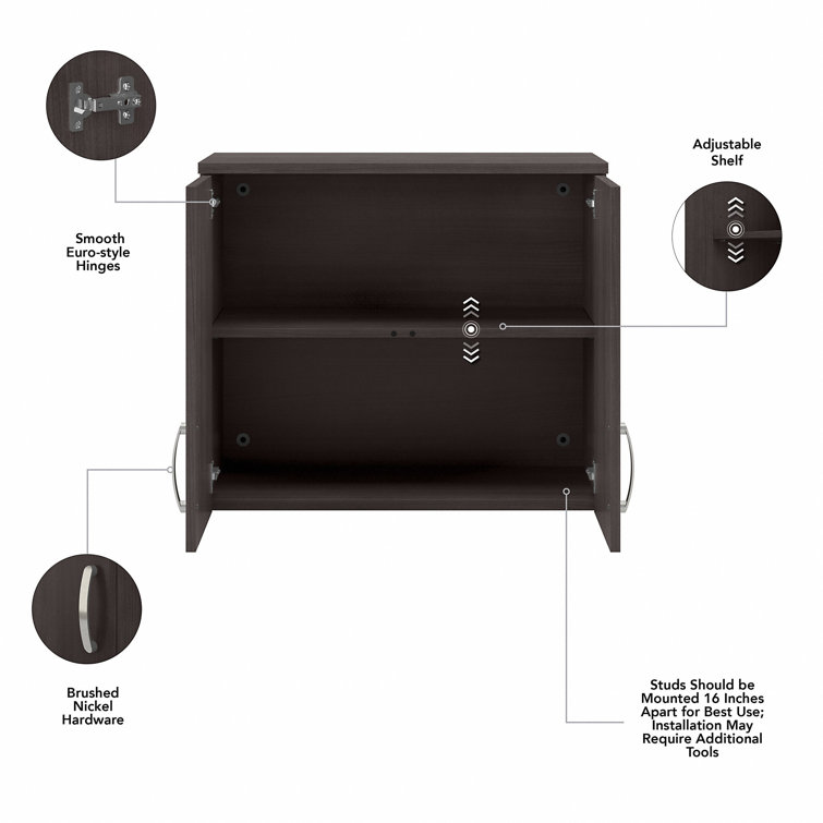 Transitional Storm Gray 28'' Engineered Wood Wall Cabinet