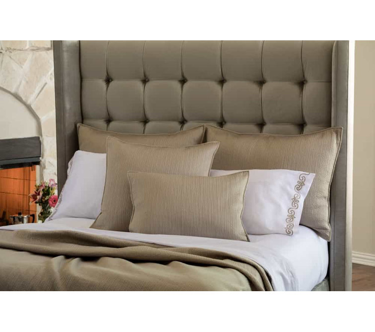 Ivory Ribbed Texture Square Euro Pillow with Feather Down