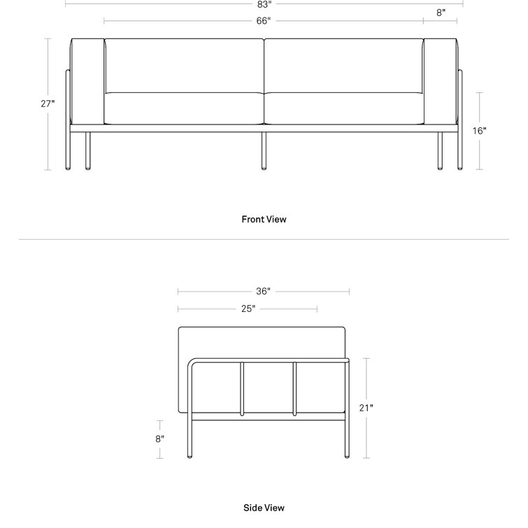 Cache 3-Seater High-Performance Sunbrella Fabric Sofa with Metal Frame