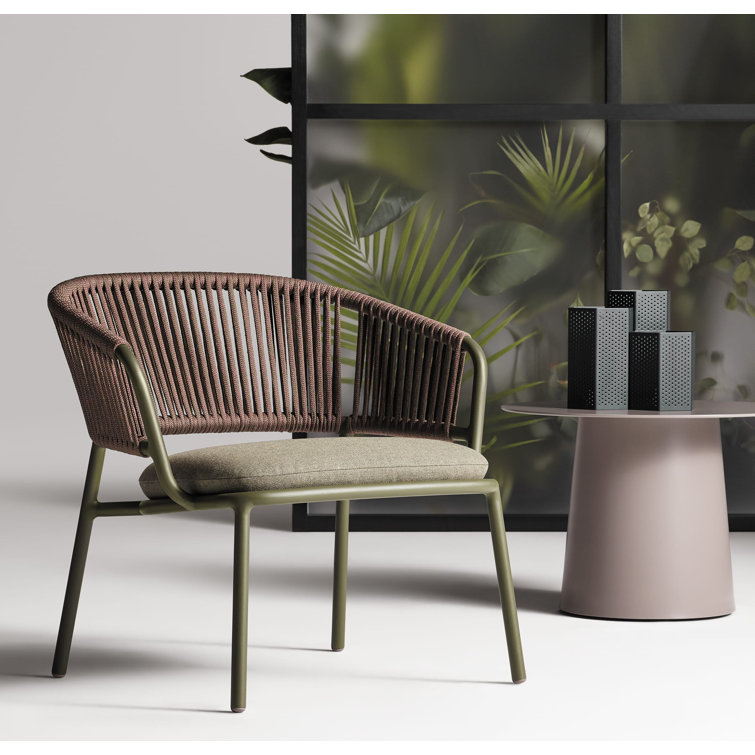 Gray Woven Rope and Aluminum Outdoor Lounge Chair