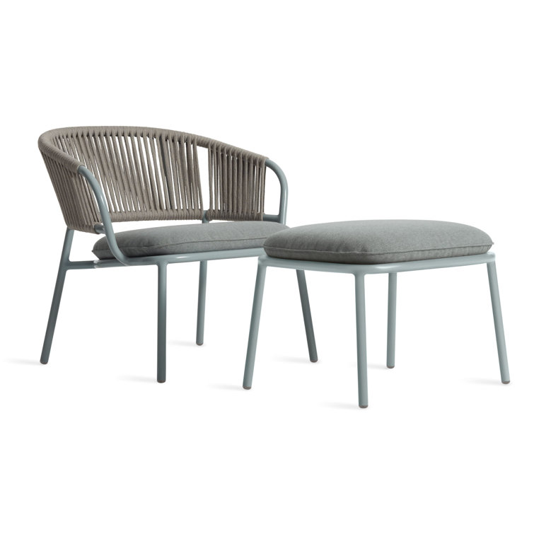 Gray Woven Rope and Aluminum Outdoor Lounge Chair