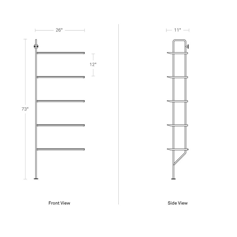 Black and White Metal and Wood Wall-Mounted Bookcase