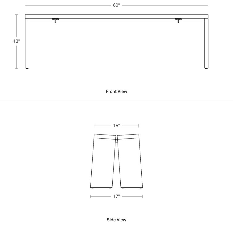 Walnut 60" Solid Wood Bench with Brass Brackets