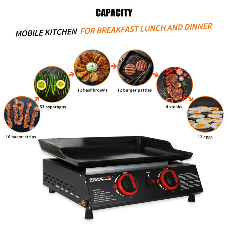18-Inch Black 2-Burner Portable Gas Griddle