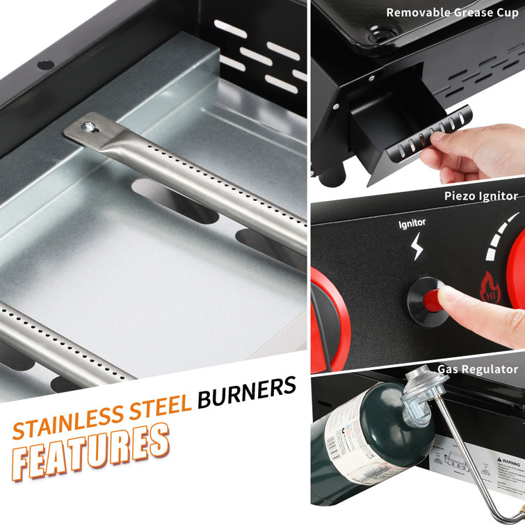 18-Inch Black 2-Burner Portable Gas Griddle