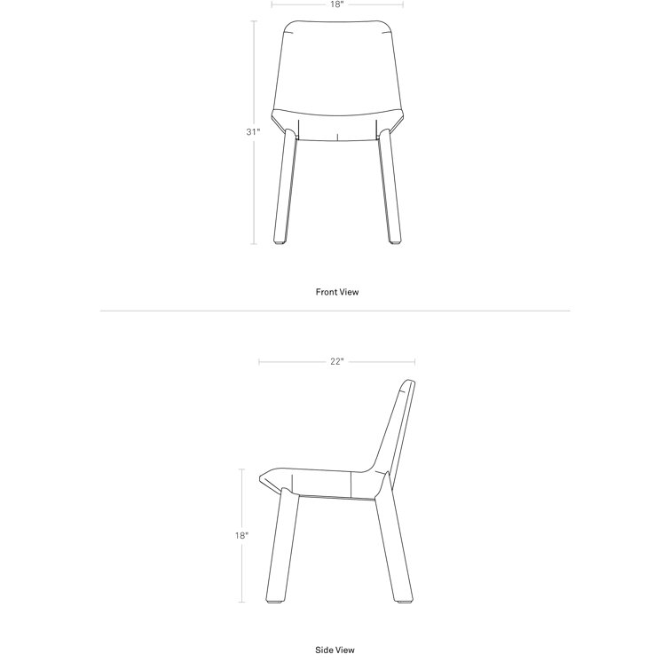 Ink Genuine Leather Upholstered Dining Chair with Wood Legs