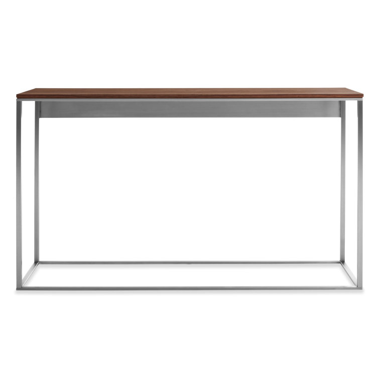 Walnut and Stainless Steel Minimalist Console Table