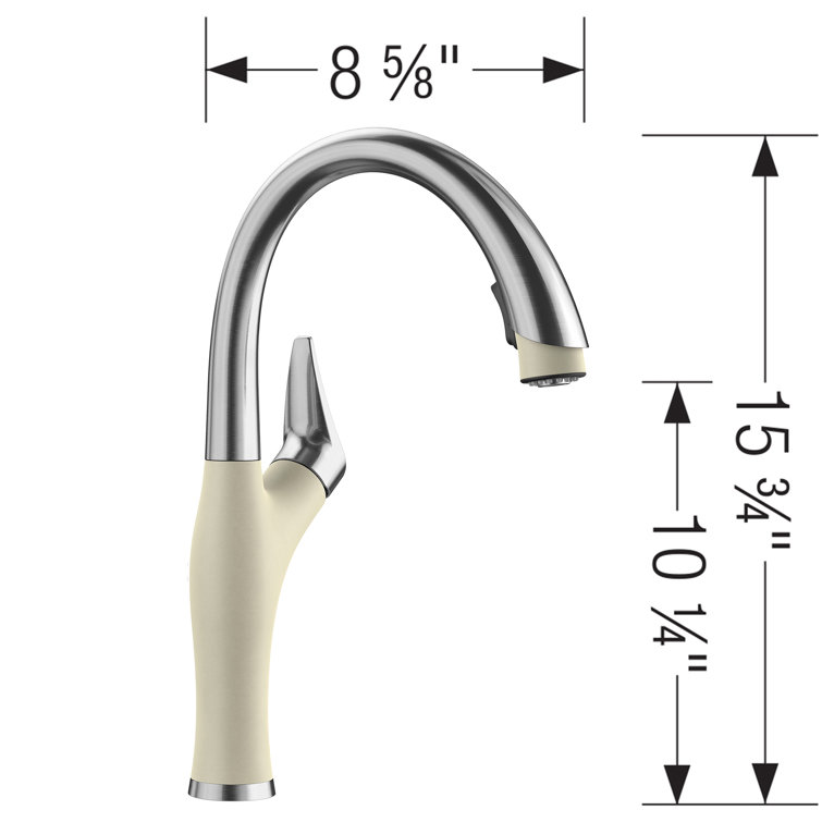 Stainless Steel and Gray Pull-Down Spray Kitchen Faucet