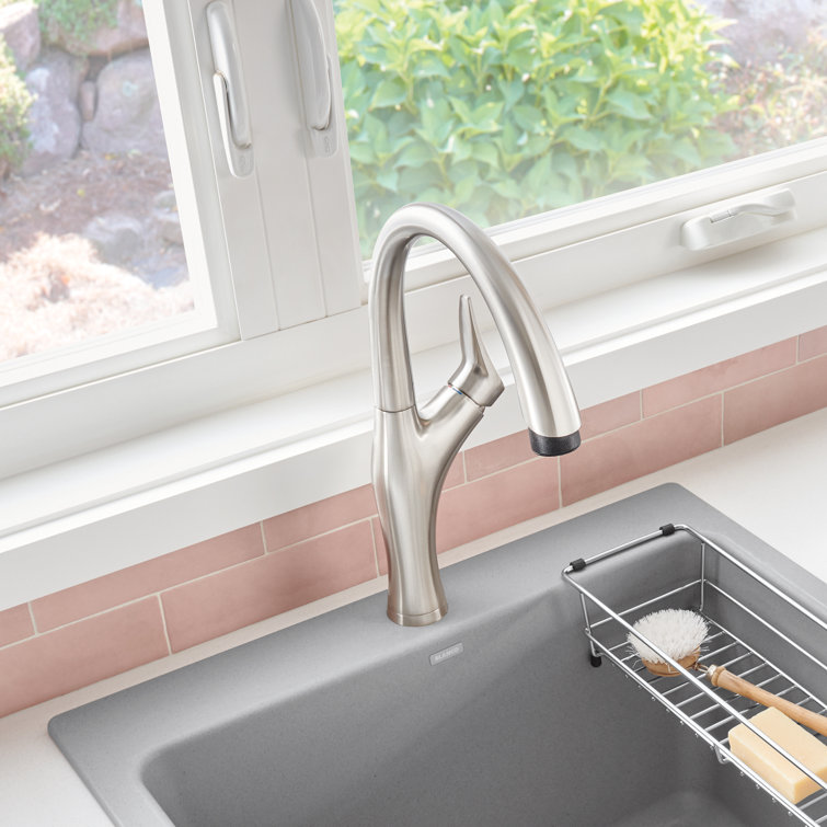 Stainless Steel Pull-Down Kitchen Faucet with Dual Spray