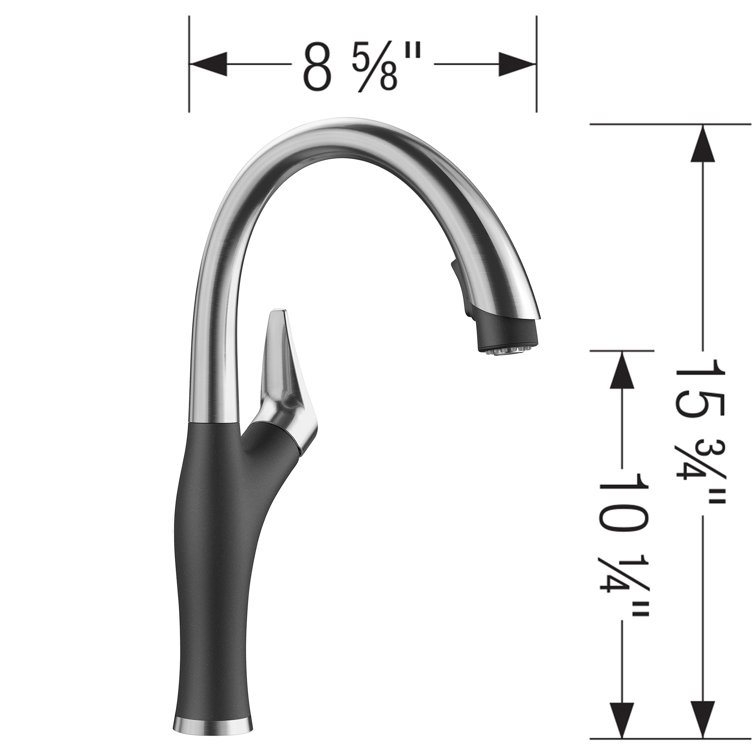 Anthracite and Chrome Pull-Down Dual Spray Kitchen Faucet