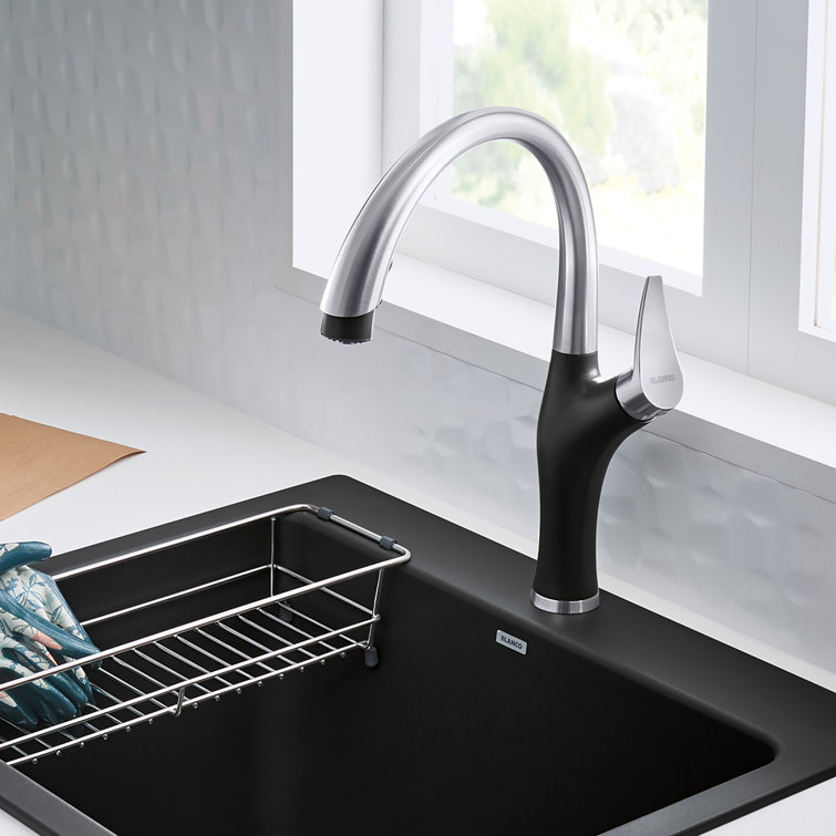 Anthracite and Chrome Pull-Down Dual Spray Kitchen Faucet