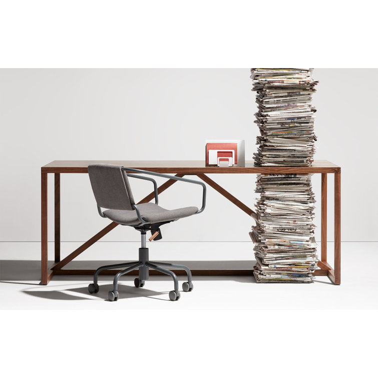 Gingrich Charcoal Swivel Daily Task Chair with Powder-Coated Steel Base